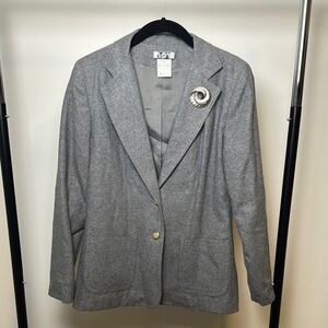 NWT Vintage Grey Wool Blend JBJ Women's Business Fitted Blazer Size 10